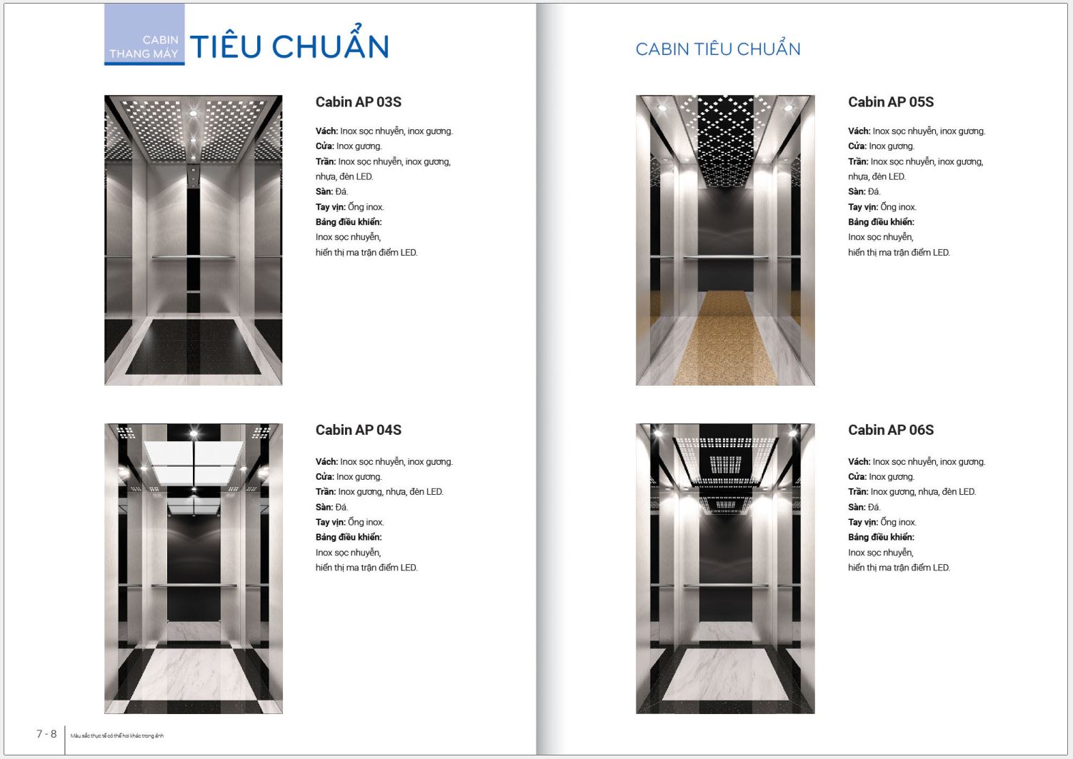 Mẫu Cabin tiêu chuẩn của thang máy Ecofuji