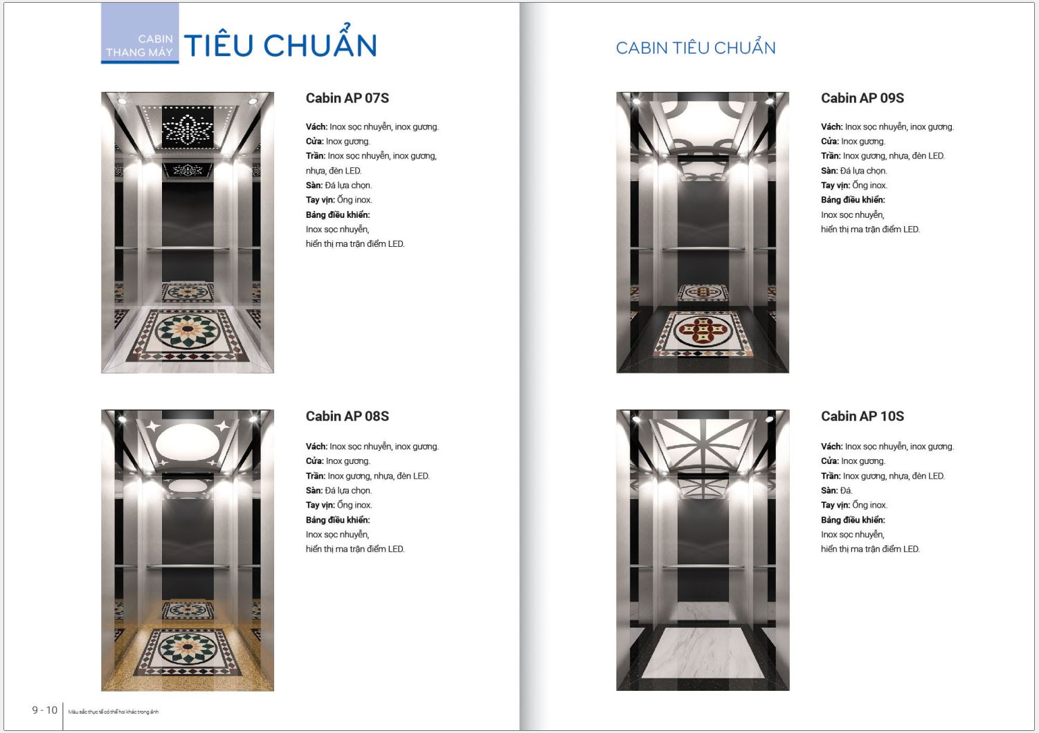 Mẫu Cabin tiêu chuẩn của thang máy Ecofuji
